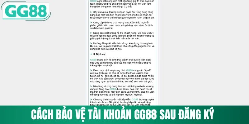Cách bảo vệ tài khoản GG88 sau đăng ký