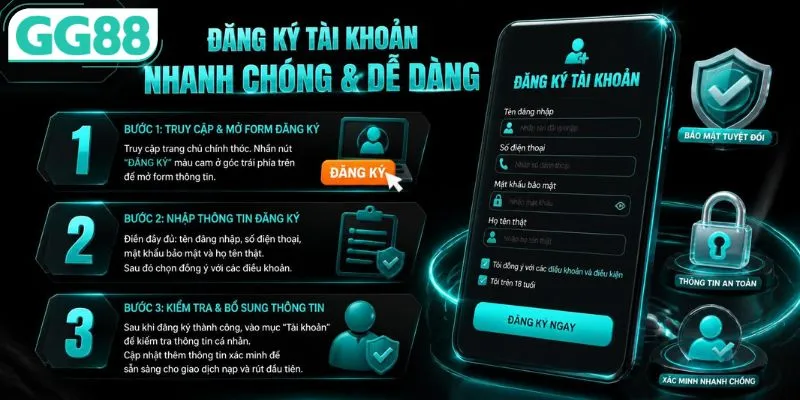 Đăng ký GG88 nhanh gọn lẹ qua 3 bước