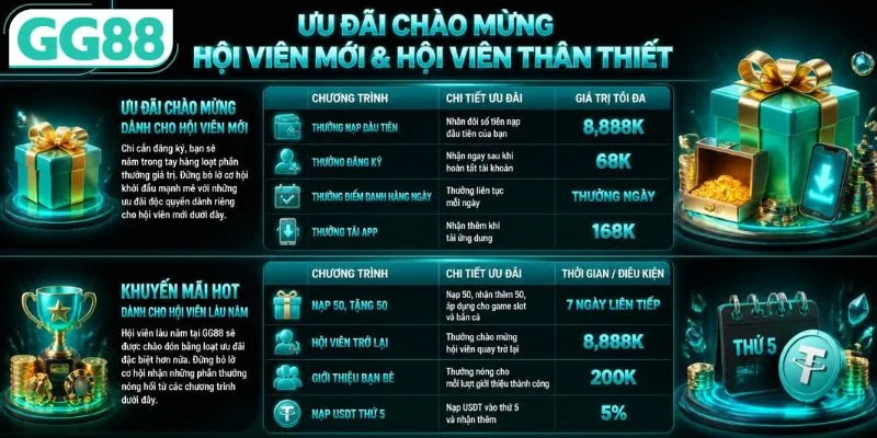 Khuyến mãi GG88 dành cho hội viên mới và trung thành