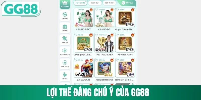 Lợi thế đáng chú ý của GG88 