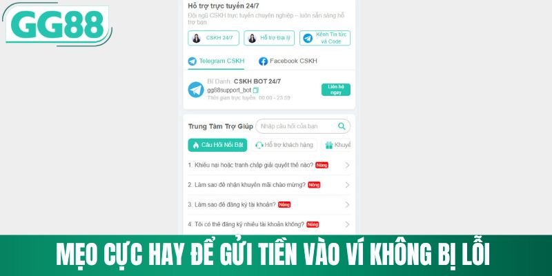 Lưu ý để giao dịch gửi tiền vào ví không bị lỗi