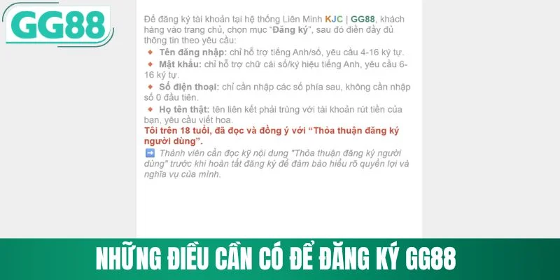 Những điều cần có để đăng ký GG88
