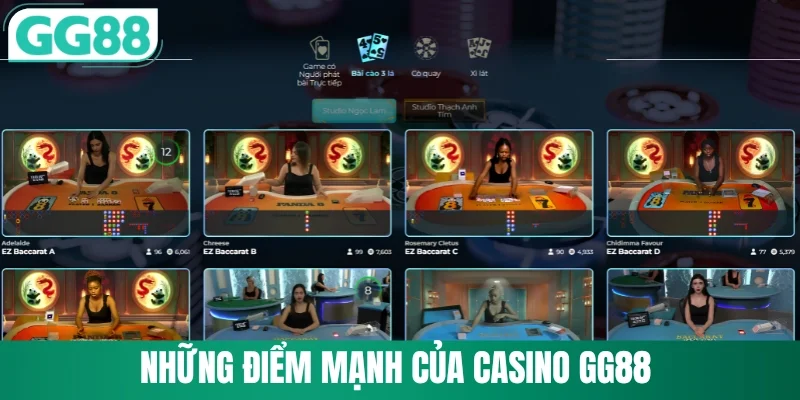 Những thế mạnh tạo nên sự khác biệt của casino GG88