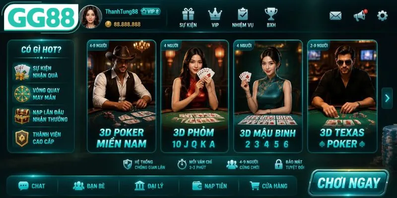 Sảnh game bài 3D đồ họa siêu cao cấp