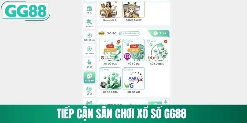 Tiếp cận sân chơi xổ số GG88
